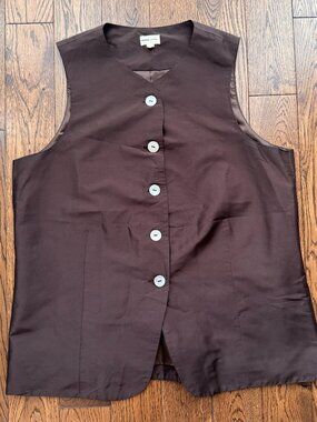 DONNI x Nuuly Silk Taffeta Lady Vest Brown Large